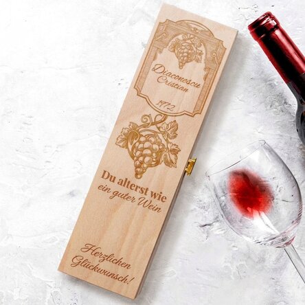 Personalisierte Weinkiste mit Text – Fine Wine