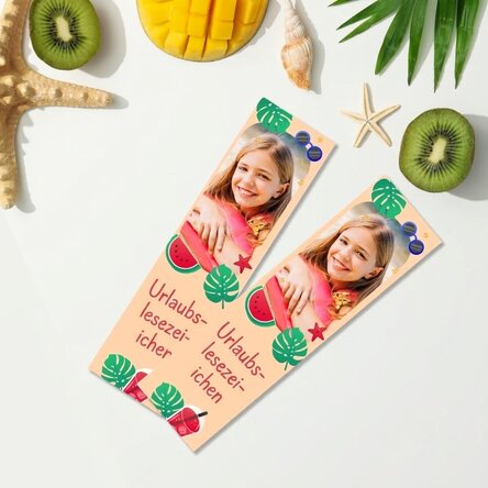 Personalisiertes Lesezeichen mit Foto und Text – Sommerferien