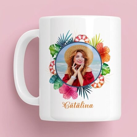 Personalisierte Tasse mit Foto und Text – Summer