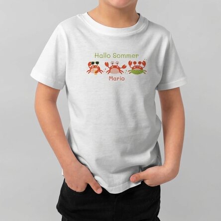 Personalisiertes Baumwoll-T-Shirt für Kinder mit Aufdruck – Hello Summer