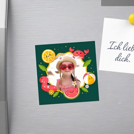 Individuell gestalteter Magnet 10x10 mit Foto – Sommerurlaub