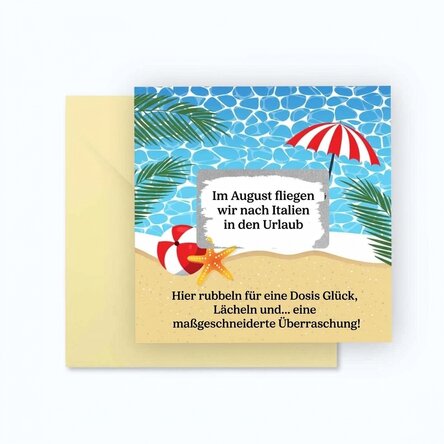 Personalisierte Rubbelkarte mit Botschaft – Urlaub