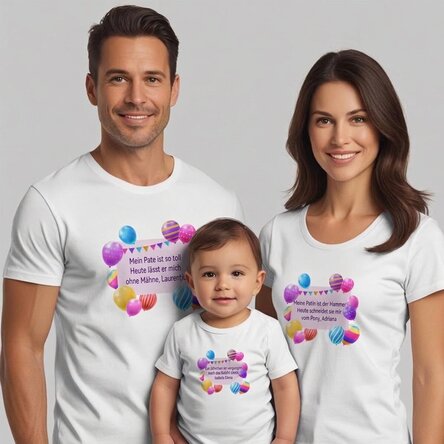 Personalisiertes Baumwoll-T-Shirt für Kinder/Erwachsene – Luftballons