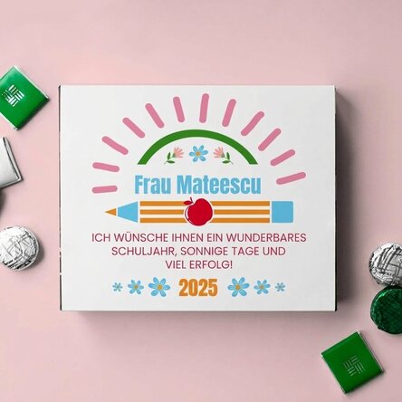 Personalisierte Pralinenschachtel mit Text zum Jahresbeginn