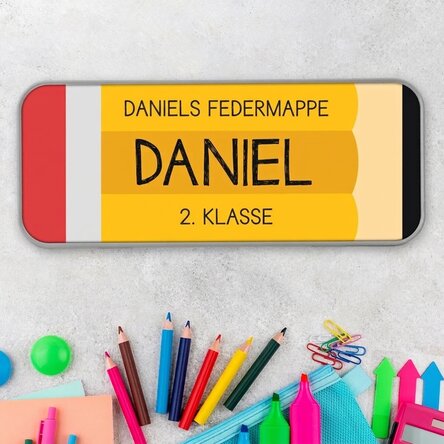 Personalisiertes Federmäppchen mit Text – Bleistift