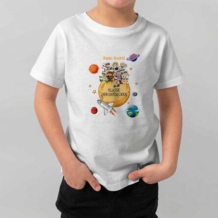 Personalisiertes Baumwoll-T-Shirt für Kinder mit Aufdruck – Entdecker