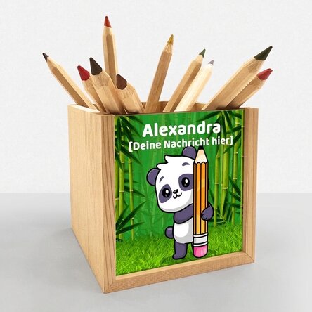 Personalisierter Stifthalter mit Text – Cute Panda