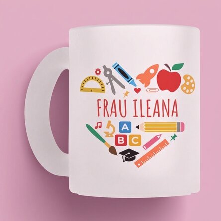 Personalisierte Tasse mit Text für Lehrer – Herz