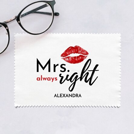 Individuell gestaltetes Reinigungstuch für Bildschirme/Brillen – Mrs. Always Right