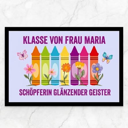 Individuell gestaltete Eingangsmatte mit Text – Erzieherin