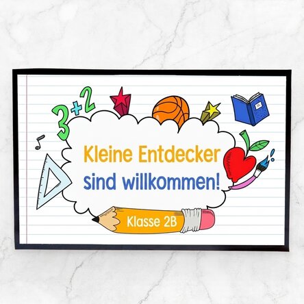 Individuell gestaltete Eingangsmatte mit Text – Die kleinen Entdecker