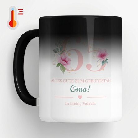 Personalisierte Zaubertasse mit Botschaft – Blumen