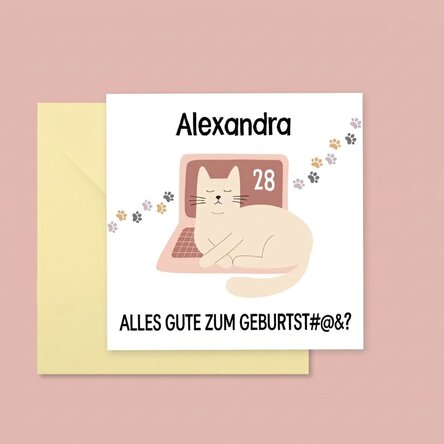 Individuell gestaltete quadratische Karte mit Text – Cat