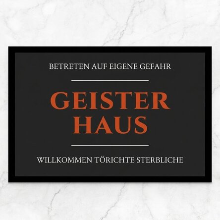 Individuell gestaltete Eingangsmatte mit Schriftzug – Haunted House