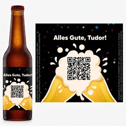 Personalisiertes Bier mit Text und QR-Code – Herzlichen Glückwunsch zum Geburtstag!