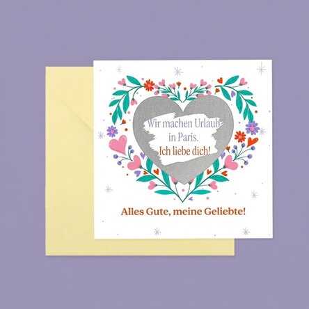 Personalisierte Rubbelkarte mit Text – Love