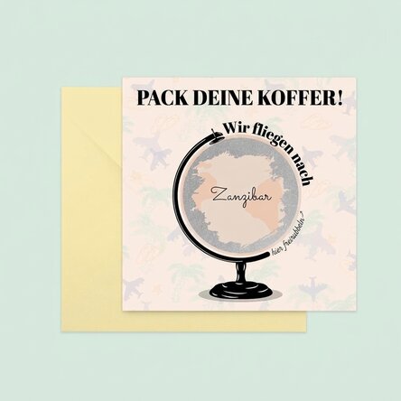 Personalisierte Rubbelkarte mit Botschaft – Globus