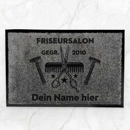 Individuell gestaltete Eingangsmatte für den Innenbereich mit Text – Barber Shop
