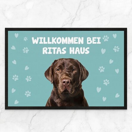 Individuell gestaltete Fußmatte mit Foto und Text – Dein Haustier