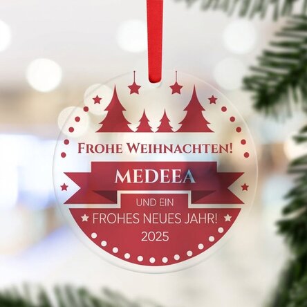 Individuell gestaltete runde Weihnachtskugel mit Botschaft – Weihnachten