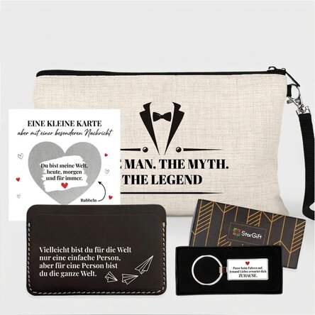 Geschenkset mit personalisierter Karte für ihn