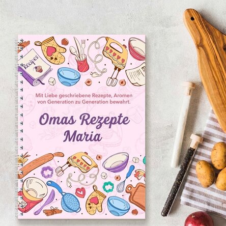 Personalisiertes Notizbuch mit Botschaft – Rezepte