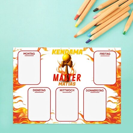 Individuell gestalteter Stundenplan mit Text – Kendama Master