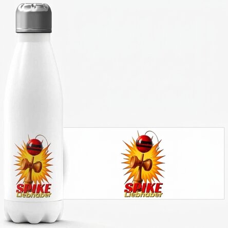 Thermoskanne mit weißem Boden, individuell mit Text bedruckt – Spike Enthusiast