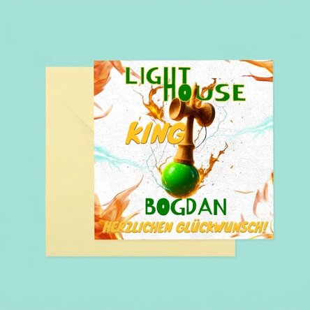 Individuell gestaltete quadratische Karte mit Text – Lighthouse King
