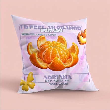 Personalisiertes Kissen mit Aufdruck, großes Format – „I'd peel an orange Y2K“