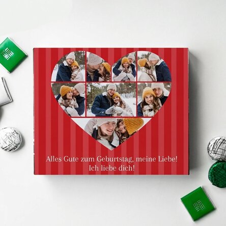 Personalisierte Pralinenschachtel mit 8 Fotos und einer Botschaft – Liebe