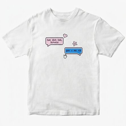 Personalisiertes Baumwoll-T-Shirt mit Aufdruck – Pixel Chat
