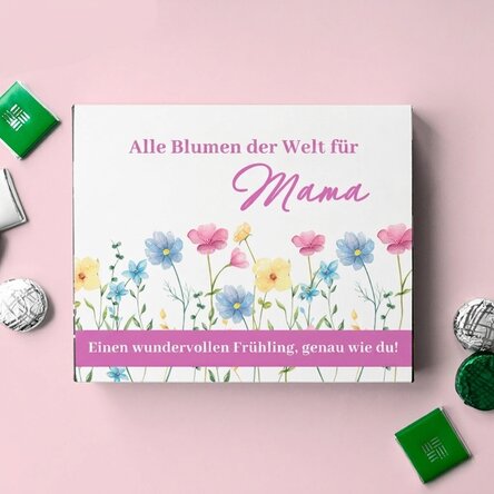 Personalisierte Pralinenschachtel mit Botschaft – Alle Blumen der Welt