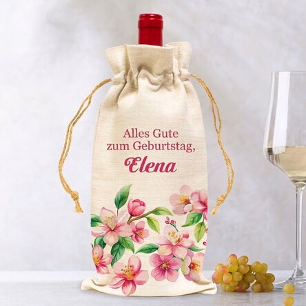 Personalisierte Weintasche mit Botschaft – Blumen