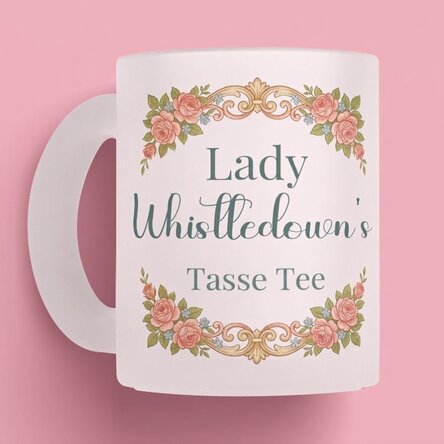 Personalisierte Tasse mit Foto und Text – Bridgerton-Stil