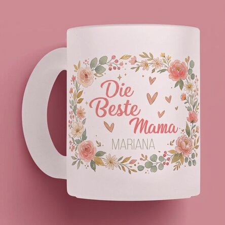 Personalisierter Glasbecher mit Aufdruck – Die beste Mama
