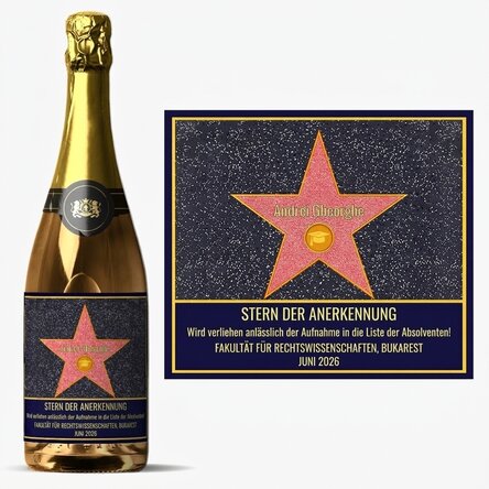 Personalisierter Sekt mit Text – Stern der Dankbarkeit