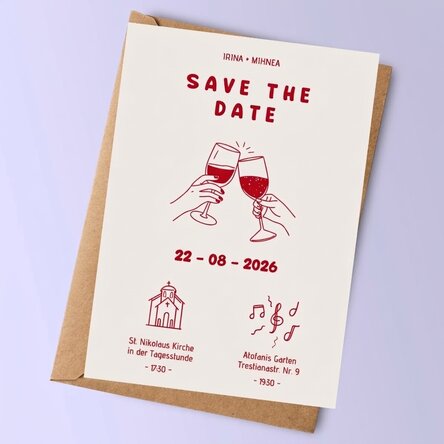 Individuell gestaltete Karte mit Text – Hochzeitseinladung