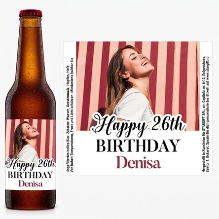 Individuell gestaltetes Bier mit Foto und Botschaft – Happy Birthday