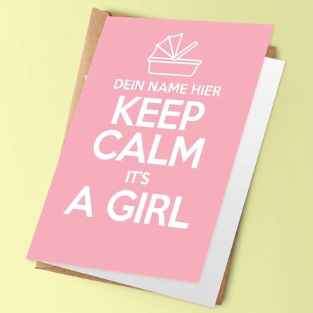 Personalisierte Grußkarte – KEEP CALM IT'S A GIRL