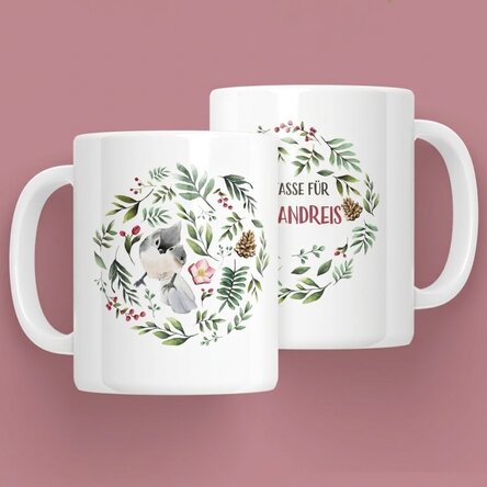 Personalisierte Tasse mit Vogelmotiv für sie – Weihnachtsmotiv