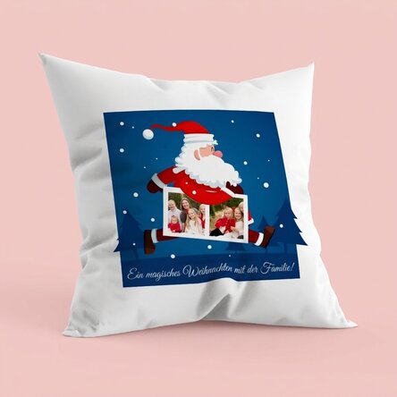 Personalisiertes Kissen mit zwei Fotos und Text – Weihnachtsmann