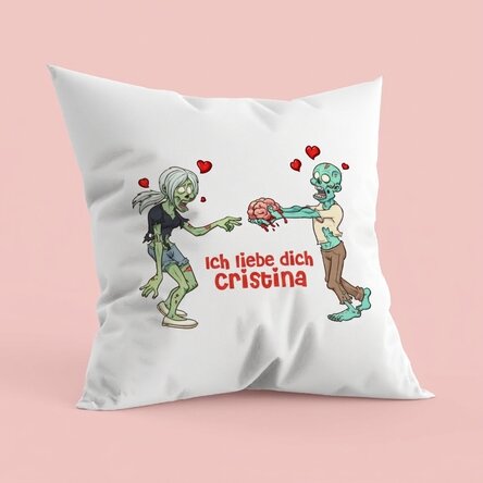 Personalisiertes Kissen mit Schriftzug – Zombie Love