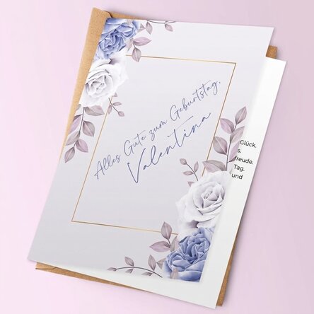 Personalisierte Grußkarte – Rosen-Motiv
