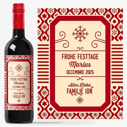 Wein mit individueller Beschriftung – Weihnachtsmotiv