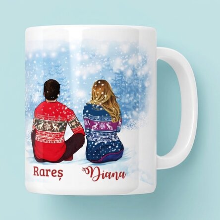 Personalisierte Tasse mit Namen für Paare – Frohe Weihnachten