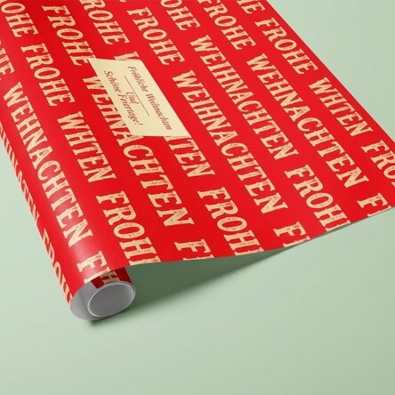 Individuell gestaltetes Geschenkpapier mit Text in einem Rahmen – Merry Christmas