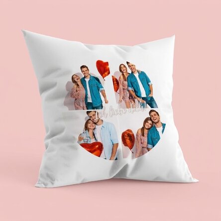 Personalisiertes Kissen mit 4 Fotos in Kreisform