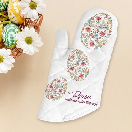 Personalisierter Küchenhandschuh mit Aufdruck – Happy Easter