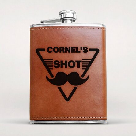 Personalisierte, mit Leder ummantelte Taschenflasche – Shot
